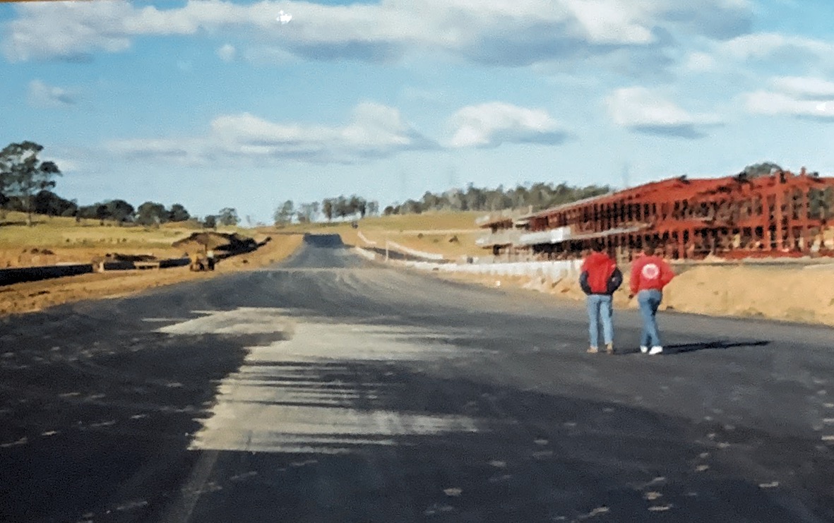 Walking up Sydney’s Eastern Creek main Straight during being built circa 1989