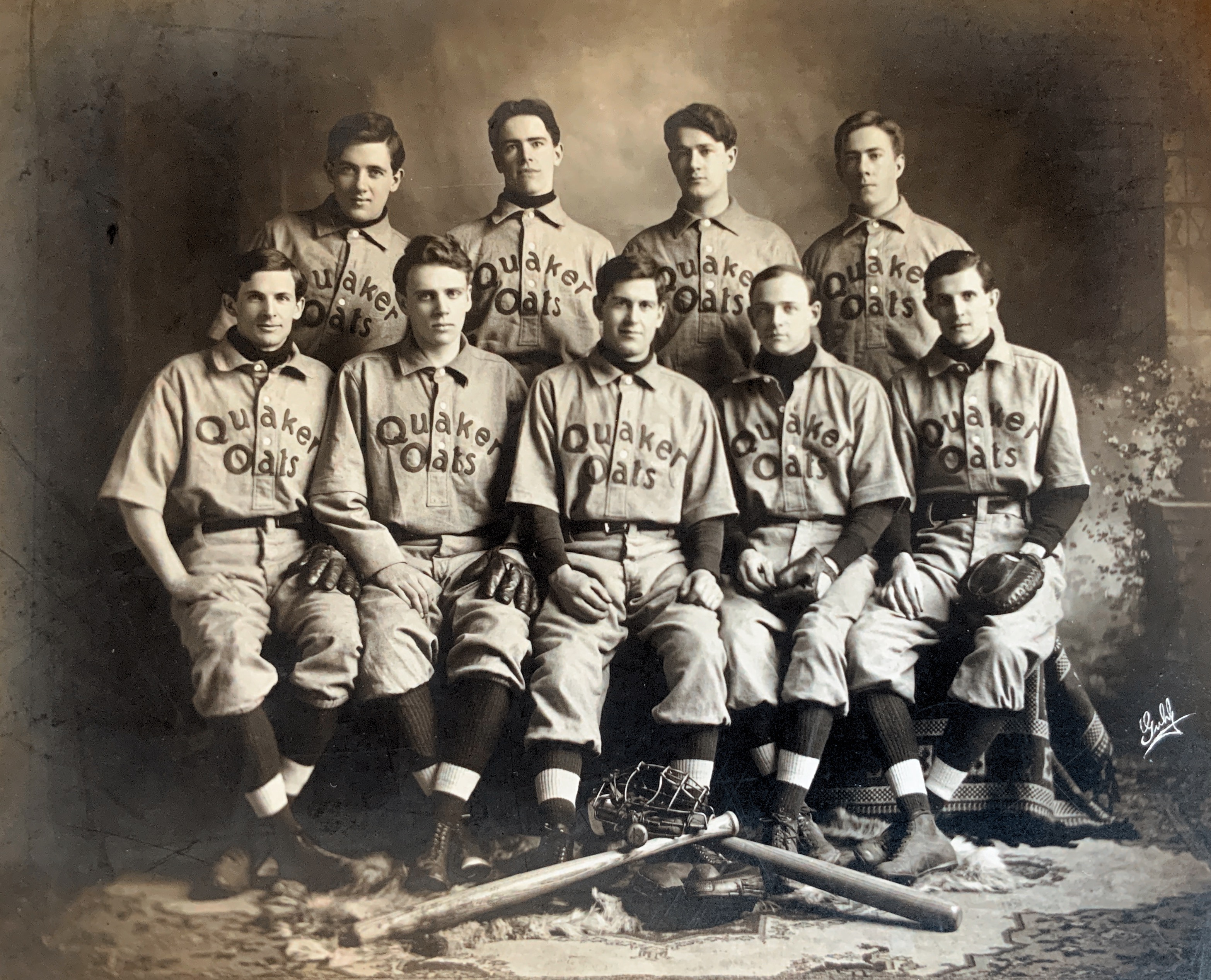 1907 Quaker Oats Baseball team Minor league- Grandpa Winter, “Bud” is in the back row, 3rd from the left.