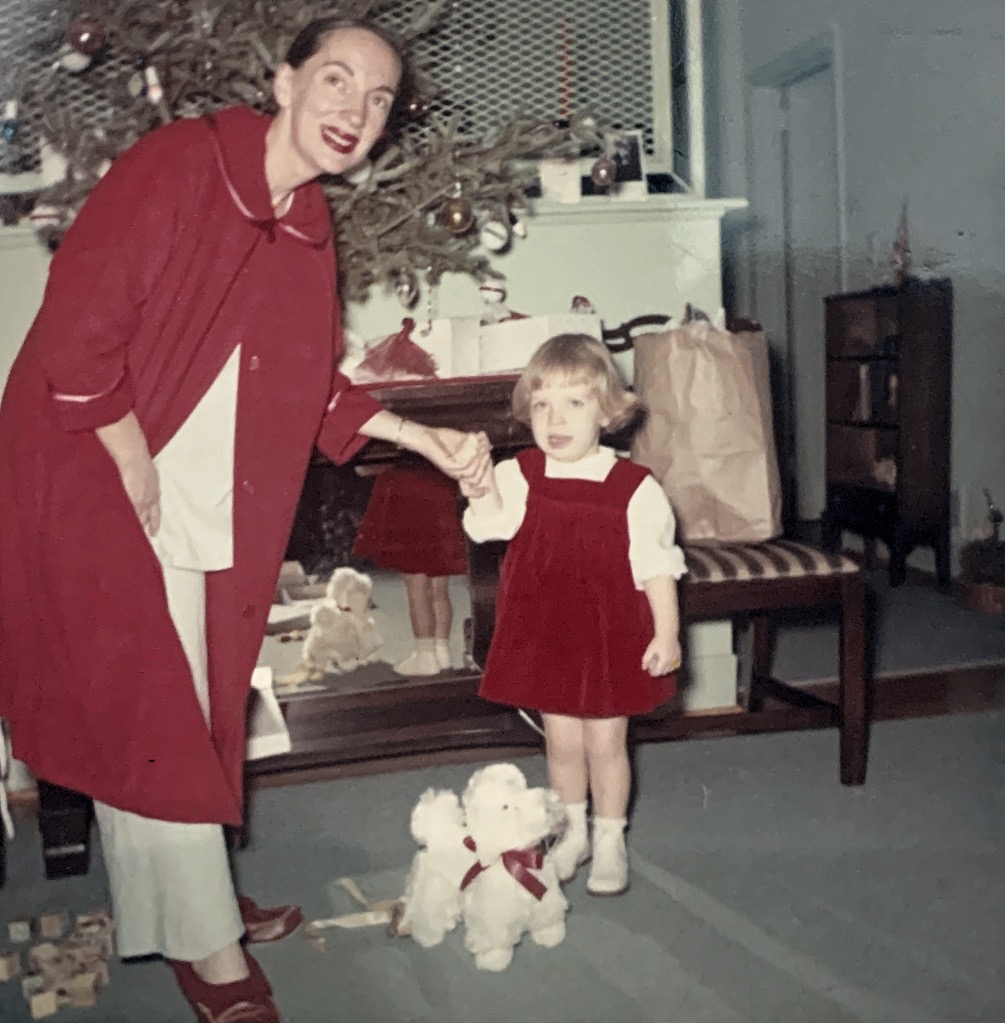Christmas 1962 - Martha McShan (age 2) and Momma (Roxanna Martin McShan - age 38) at home
