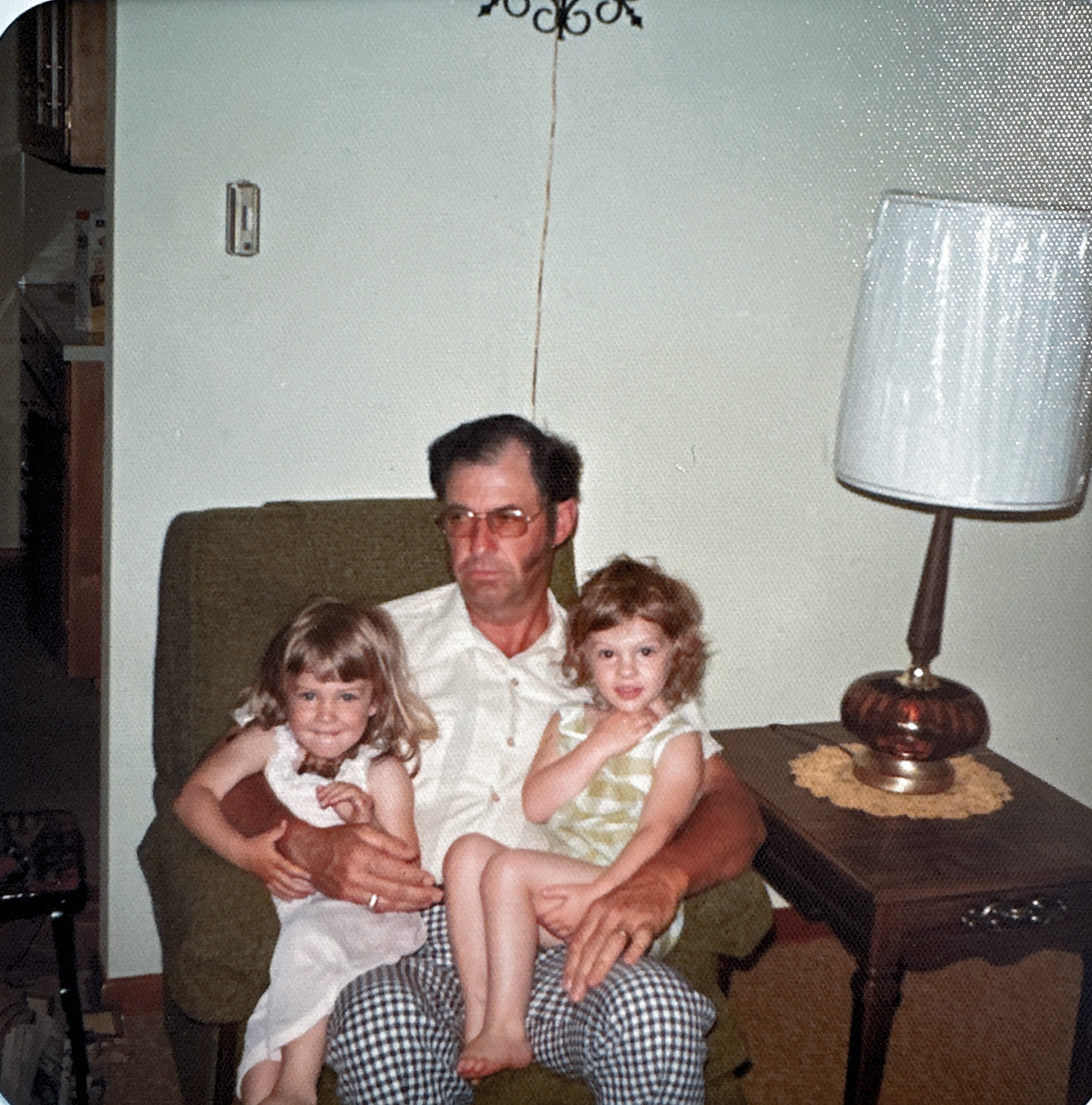 Grandpa and girls at Bob’s May 1975