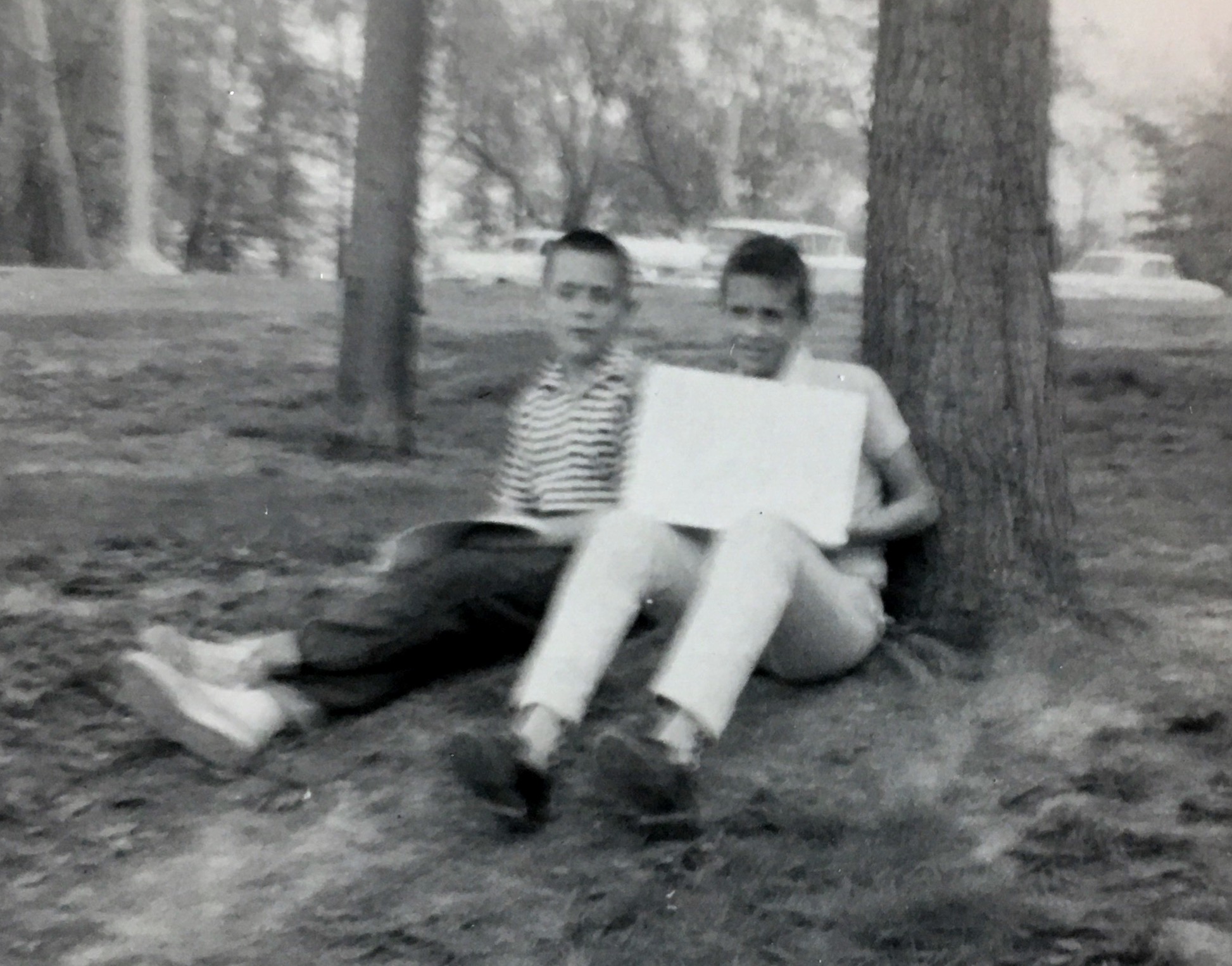 Johnny Duchek and Joe Loesch in a park in St. Louis 1958