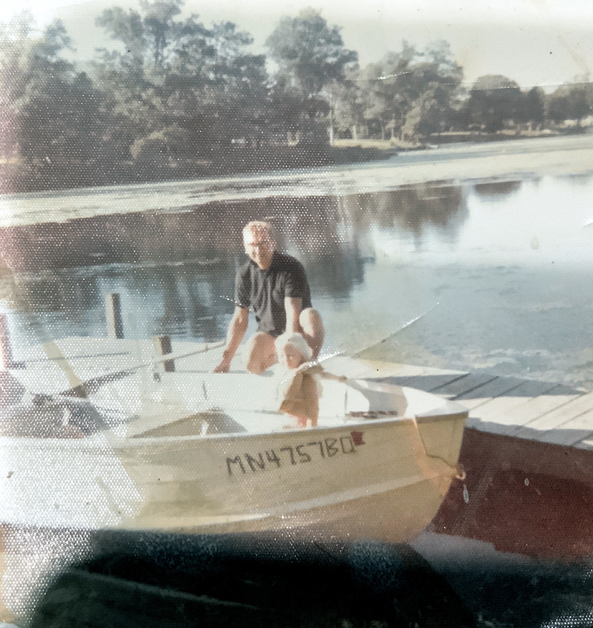 Dad and Aimee.1971 on 
Aimee’s first fishing trip.
Big lake Mn (I think)