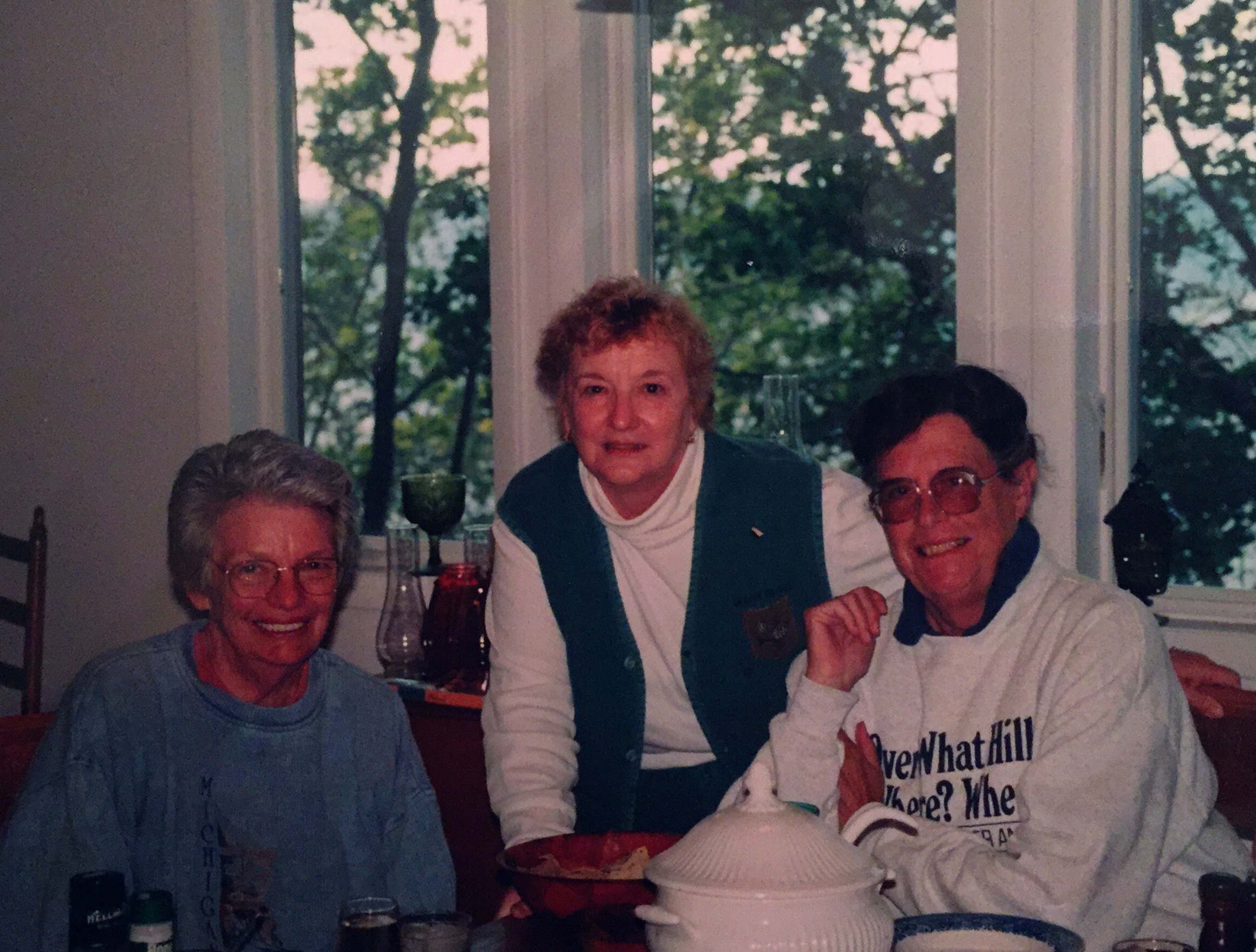 Lucy Denney and me with Ann Broder in 1998 at Broder's summer home on Beaver Island.  Tomorrow we will celebrate Ann's remarkable life.