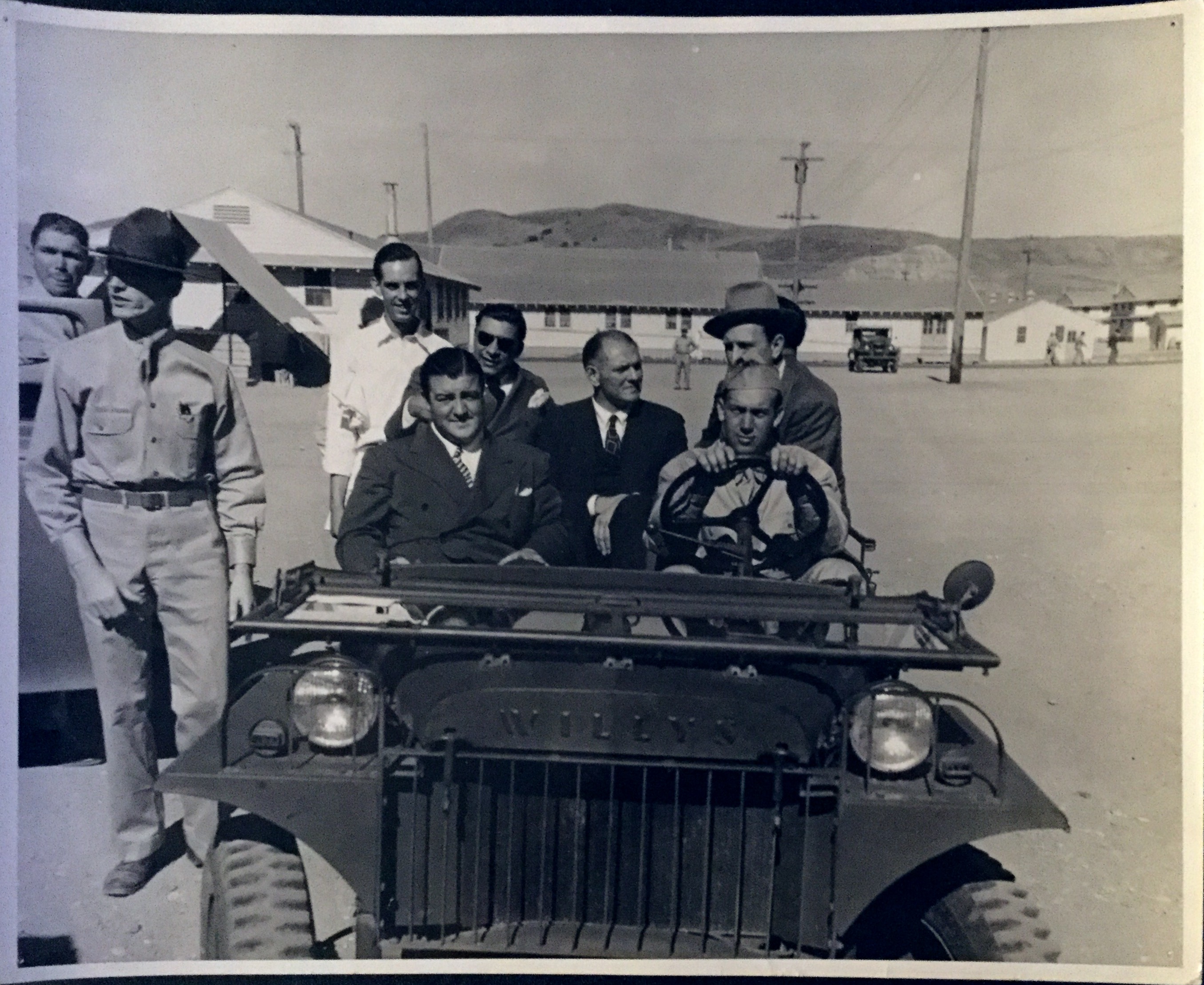 Dad at Camp Roberts with
Bud Abbott & Lou Costello 
Dad in white behind Lou
October 1941
Dad Military #16