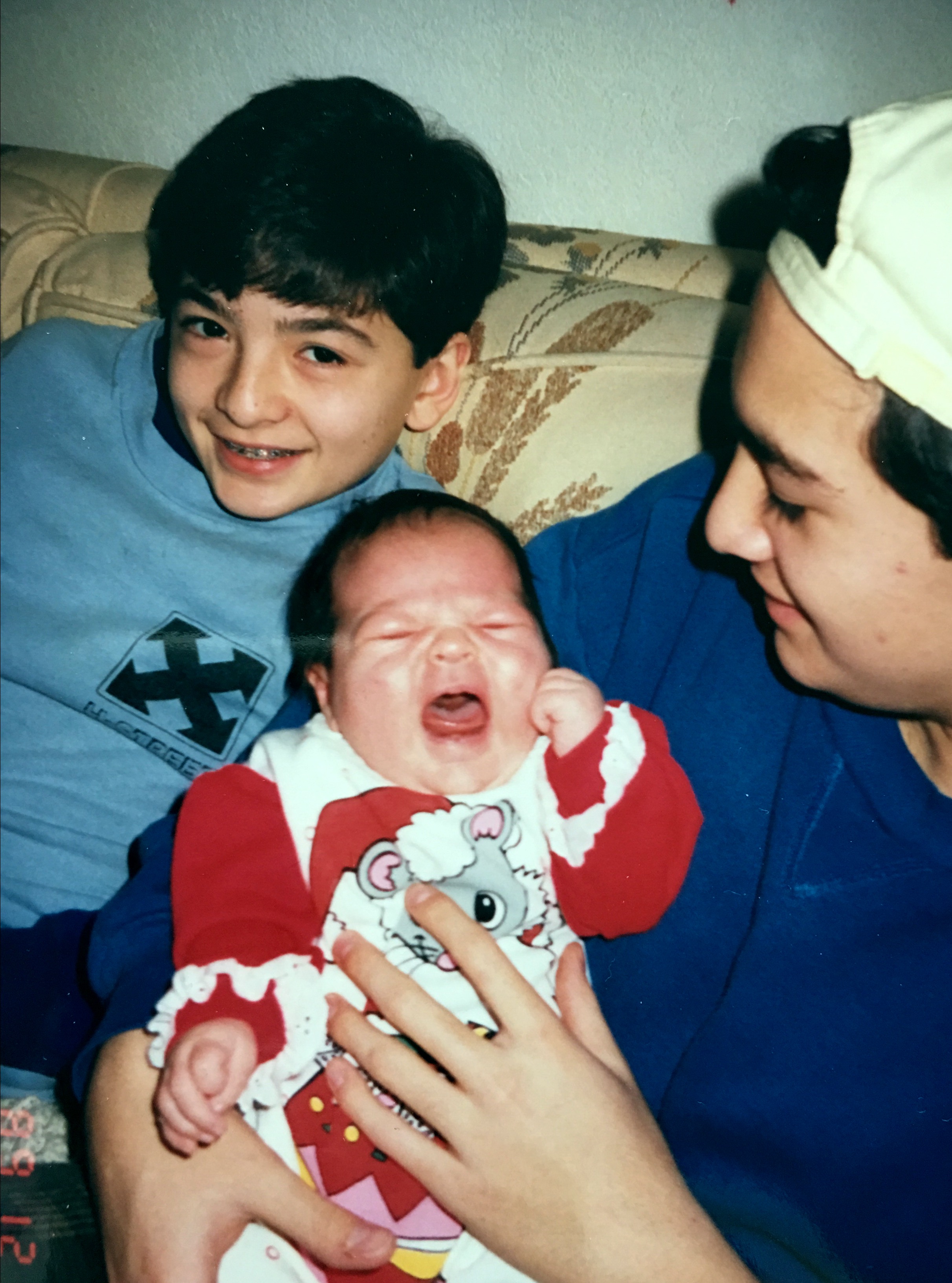 My three kids in December 1989. Jayson, 18, Mike 14 and Katie 1 month